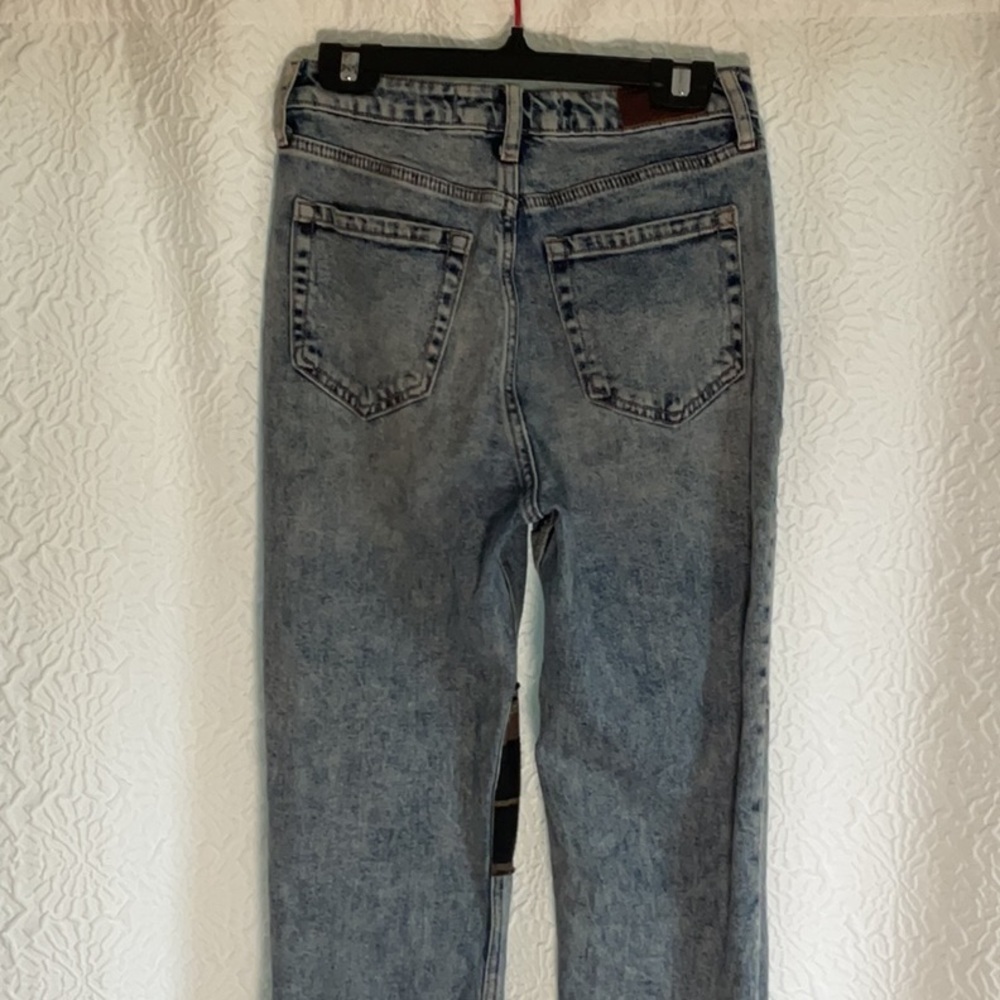Hollister High Rise Patchwork Jeans - Blue and Plaid - Picture 5 of 8